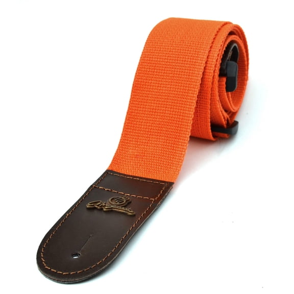 Magma Leathers 2" Soft-hand Polypropylene Guitar Strap with Leather Ends Orange (07MP13.)