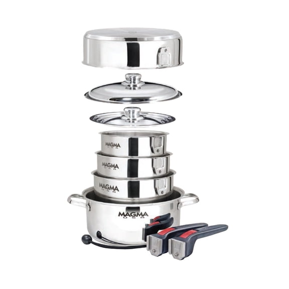 10-Piece Silver and Black Nestable Induction Cookware Set 10"