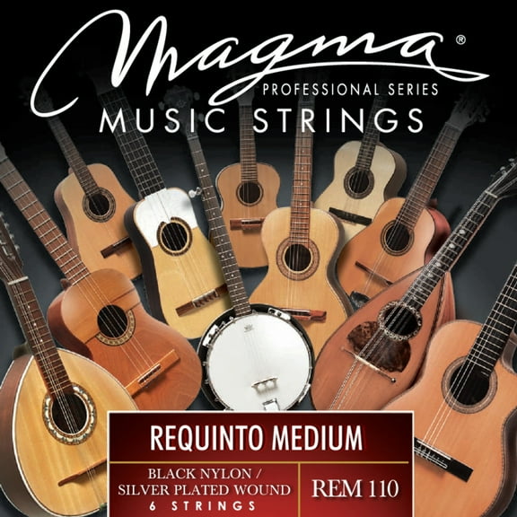 Magma REQUINTO Guitar Strings Medium Tension Black Nylon - Silver Plated Wound Set (REM110)