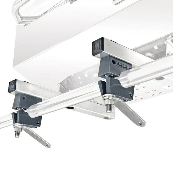 Magma T10-680 Dual Extended Horizontal Round Rail Mount For Magma Rectangular Grill and Fillet Table| Stainless Steel Boat Grill/Table Mount | 7/8" to 1" Diameter |Boat Rail BBQ Clamp | Adjustable Ma