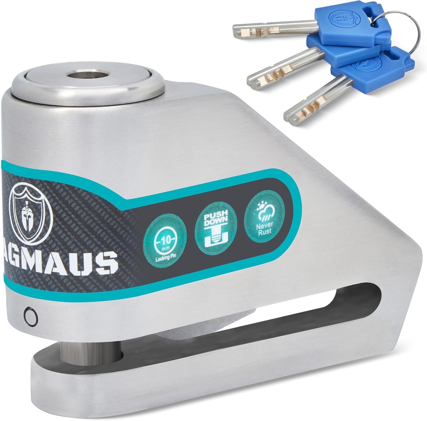Magmu Lock Key Magmaus® MBL01 Never-Rust Disc Brake Lock, Weatherproof with 3 Keys ...