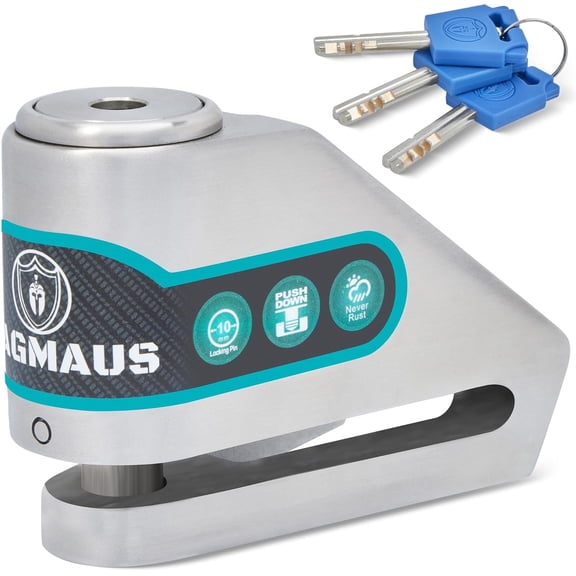 Magmaus® MBL01 Never-Rust Disc Brake Lock, Weatherproof with 3 Keys Suitable for Motorcycles, Mopeds