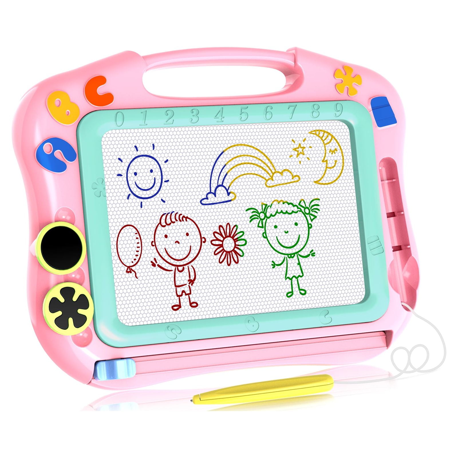 Magnetic Drawing Board for Kids and Toddlers Age 3-5, Fun Magnetic Board  with Colorful Beads and Drawing Stylus( 8 x 9 inches) 