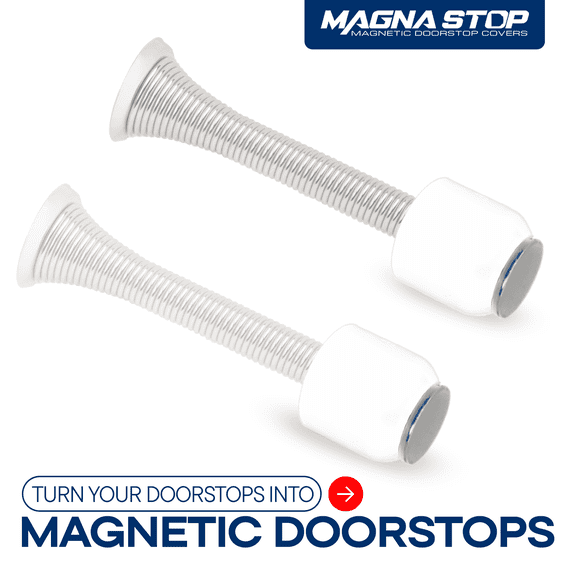Magna Stop Door Magnetic Stoppers Polypropylene White 4 Piece 2 Pack