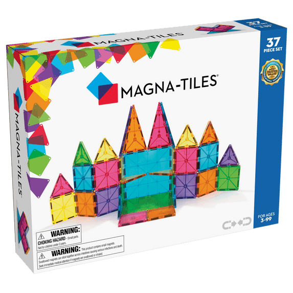 Magna-Tiles 37-Piece Clear Colors Set – The Original, Award-Winning Magnetic Building Tiles – Creativity and Educational – STEM Approved