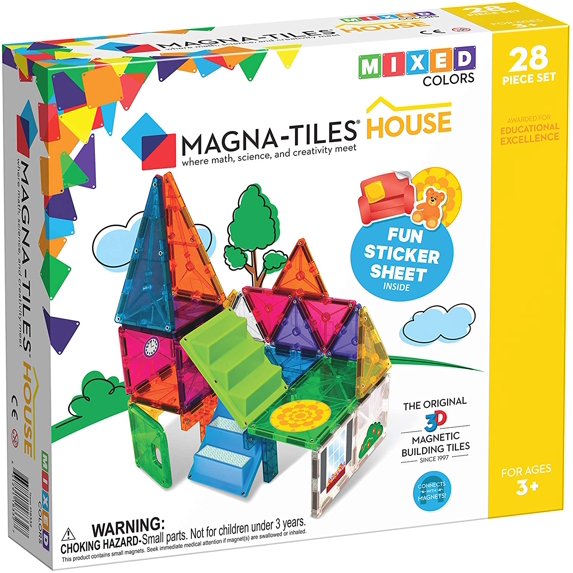 Magna Tiles - MAGHOUSE House Set, The Original, Award-Winning Magnetic Building, Creativity & Educational, Stem Approved, Solid & Clear Colors, Model Number: 18332