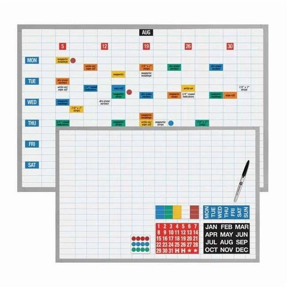 Planning Board, Steel, 48 in, 72 in, Aluminum Frame, White, Gloss EBK-4872