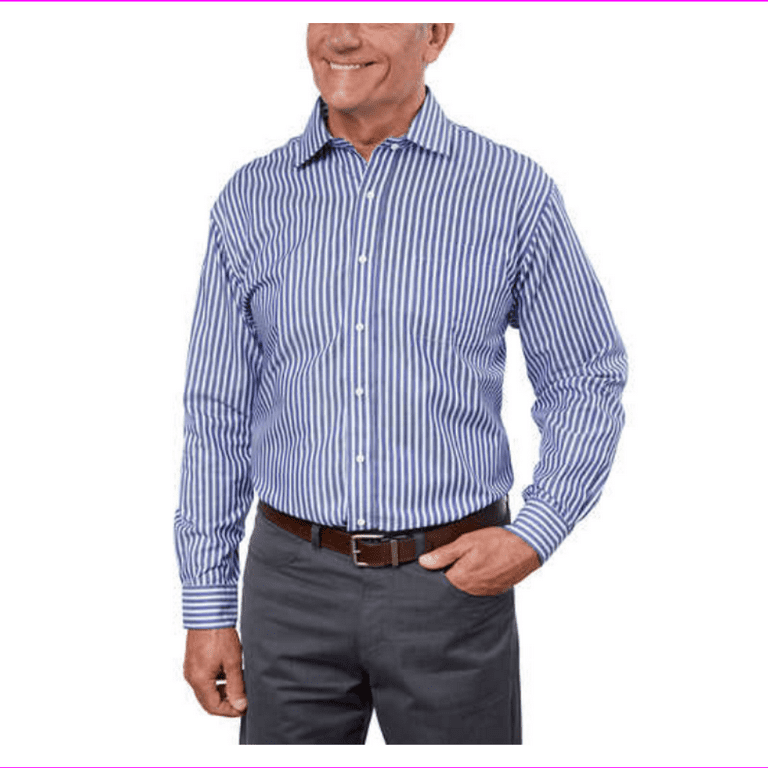 Silverts SV40000 Magnetic Buttons Dress Shirt For Men-Arthritis-Multi Blue  Check-Extra Large
