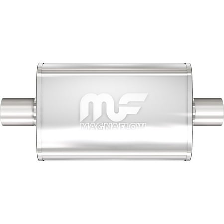 MagnaFlow Performance Exhaust Muffler 11216: 2.5" Inlet/Outlet, 4x9x14" Oval, Stainless Steel, Satin Finish