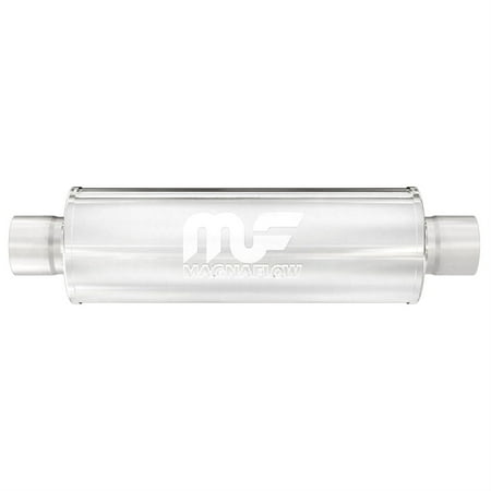 MagnaFlow 4in Round Center/Center Performance Muffler Exhaust 10426 - Straight-Through 2.5in Inlet/Outlet 18in Body Length 24in Overall Length Satin Finish - Classic Deep Exhaust Sound