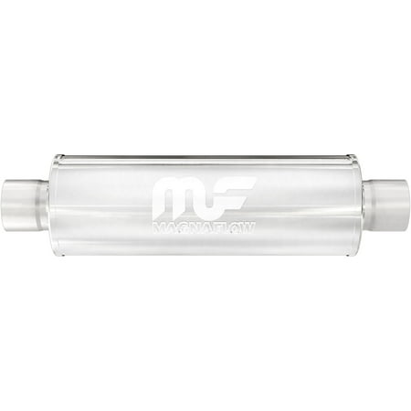 MagnaFlow 6in Round Center/Center Performance Muffler Exhaust 12619 - Straight-Through 3in Inlet/Outlet Diameter 14in Body Length 20in Overall Length Satin Finish - Classic Deep Exhaust Sound
