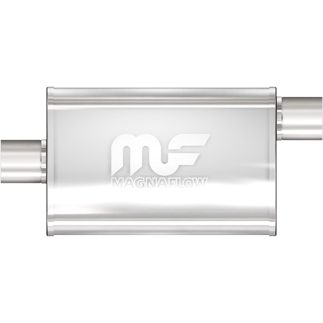 MagnaFlow Performance Exhaust Muffler 11225: 2.25"/2.25" Inlet/Outlet, 4x9x14" Oval, Stainless Steel, Satin Finish