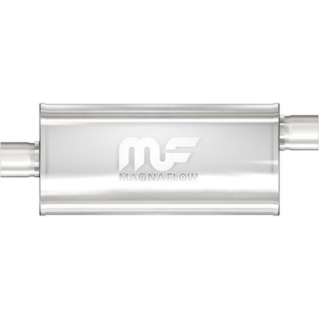 MagnaFlow Performance Muffler 12289-3/3 Inlet/Outlet - Offset/Center Configuration - 5 x 8 x 24 Oval Body Shape - Stainless Steel Straight-Through Universal Muffler