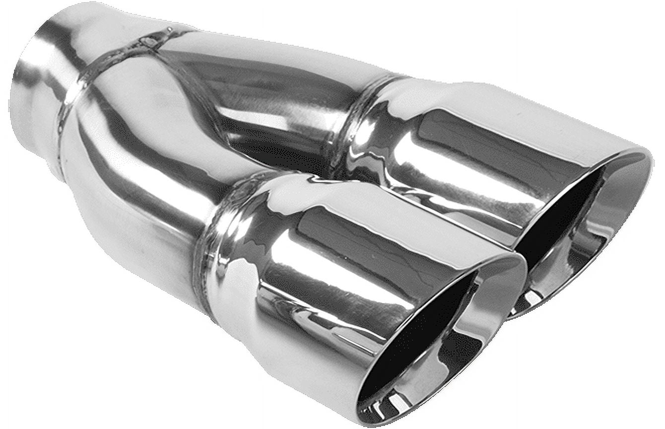 MagnaFlow Tip Stainless Double Wall Round Dual Outlet Polished 3in DIA ...