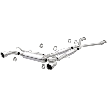 Magnaflow Performance Exhaust 19135 Street Series Performance Cat-Back Exhaust System; 2.5 in. Tubing; 4x4 in. Muffler; 4.5 in. Dual Round Polished Tips; Dual Split Rear Exit; Stainless;