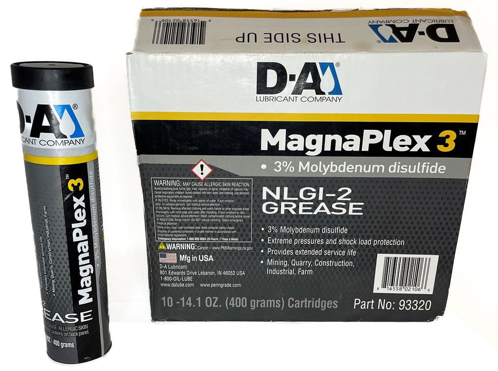 Magnaplex 3 | NLGI 2 | 14oz Grease Tubes | 10 Tube Case | 3% Moly | Lithium Complex Grease | High Temperature Protection | Extreme Load Protection | Multipurpose Grease