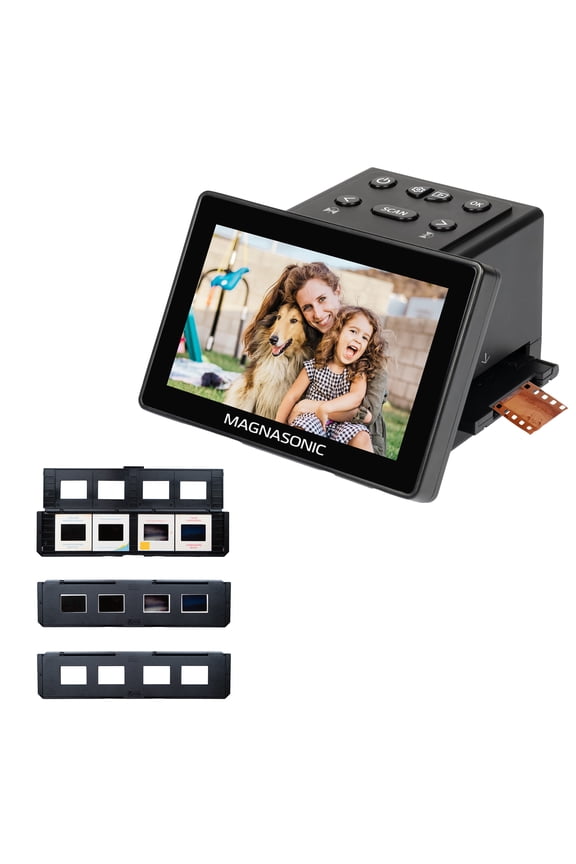 25MP Film Scanner with Large 5" Display & HDMI, Long Tray Slide Film Holders, Converts 35mm/126/110/Super 8 Film & 135/126/110 Slides into Digital Photos, Built-in Memory (FS70ST01)