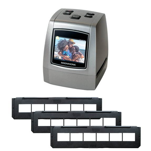 Magnasonic All-In-One High Resolution 24MP Film Scanner with 2.4" Screen, 35mm Negative Film Holders, Converts 35mm/126KPK/110/Super 8 Films Slides Negatives into Digital Photos, 128MB Built-In Memor