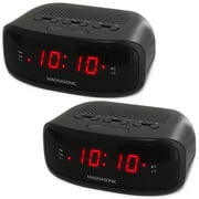 Magnasonic Digital AM/FM Clock Radio with Battery Backup & Dual Alarm - EAAC200 2 Pack