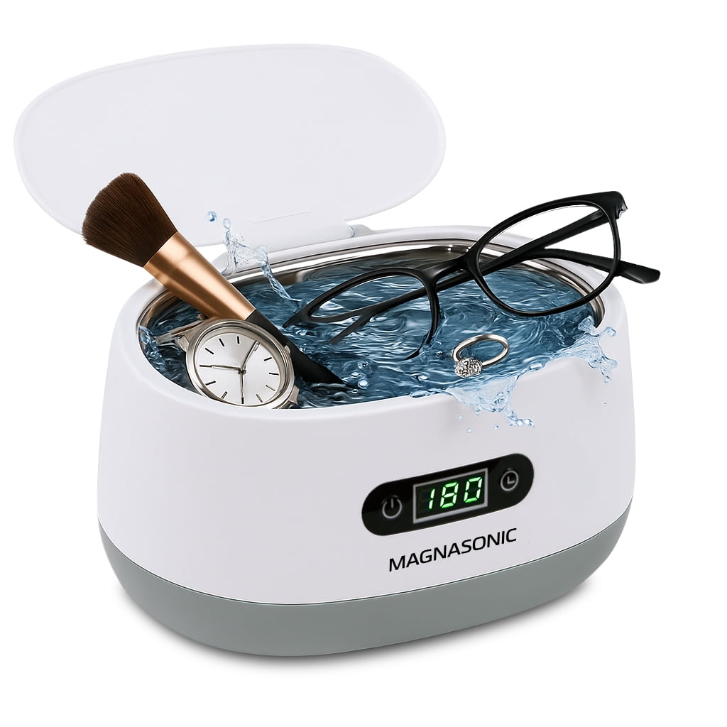 Magnasonic Ultrasonic Cleaner - 20oz Tank Ultrasonic Jewelry Cleaner & Ultrasonic Retainer Cleaner, Digital Timer, 5 Cleaning Modes for Glasses, Rings, Dentures, Tools, Aligners (UC22)