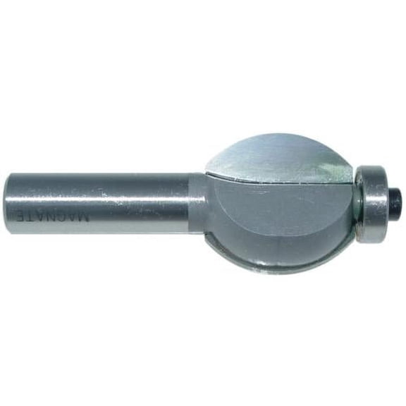Magnate 2409 Shallow Flute Router Bit - 1-1/4" Flute Height, 1/2" Shank Diameter, 1-1/2" Shank Length, 1-1/8" Overall Diameter, BR-05 Bearing