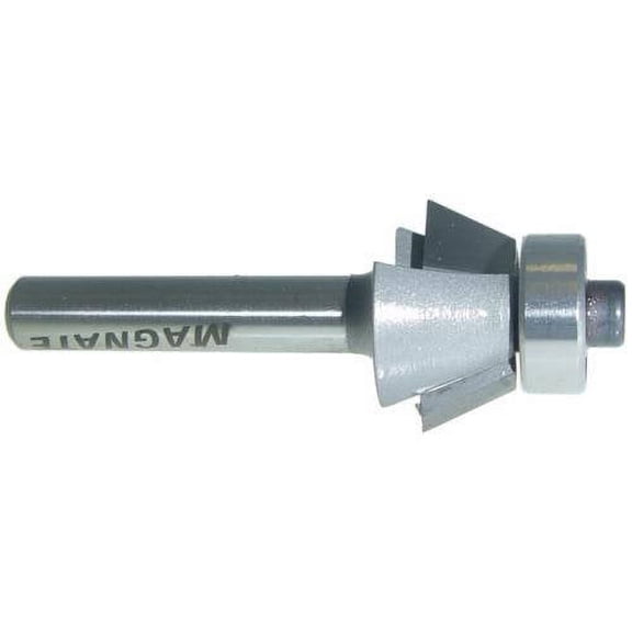 Magnate 3102 Bevel Trim Carbide Tipped Router Bit with Bearing 25 Degree; 2 Flute; 1/4" Cutting Height; 1/4" Shank Diameter; 1-1/4" Shank Length