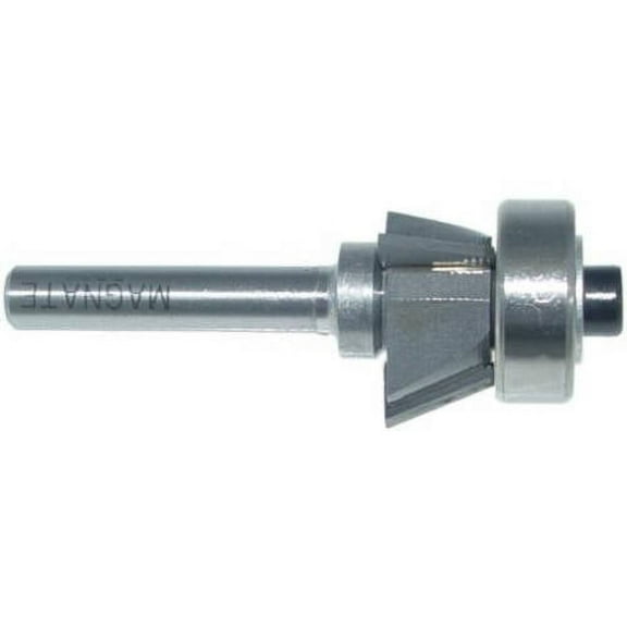 Magnate 3202 Bevel Trim Carbide Tipped Router Bit with Bearing 22 Degree; three Flute; 3/8" Cutting Height; 1/4" Shank Diameter; 1-1/4" Shank Length