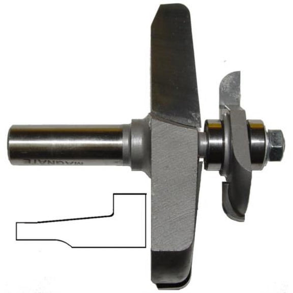 Magnate 3803C Raised Panel Router Bit with Under Cutter five Degree Face Cut Profile; 1-3/8" Reveal ; 3-1/2" Overall Diameter; 1/2" Shank Diameter; 1/8" Radius; 1-1/2" Shank Length