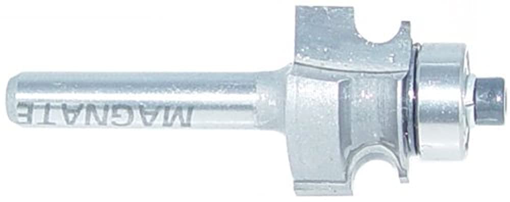 Magnate 5809 Edge Beading Carbide Tipped Router Bit — 3/16" Bead Diameter; 1/4" Shank Diameter; 1/2" Cutting Length; 3/32" Radius; 13/16" Overall Diameter; 1-1/4" Shank Length