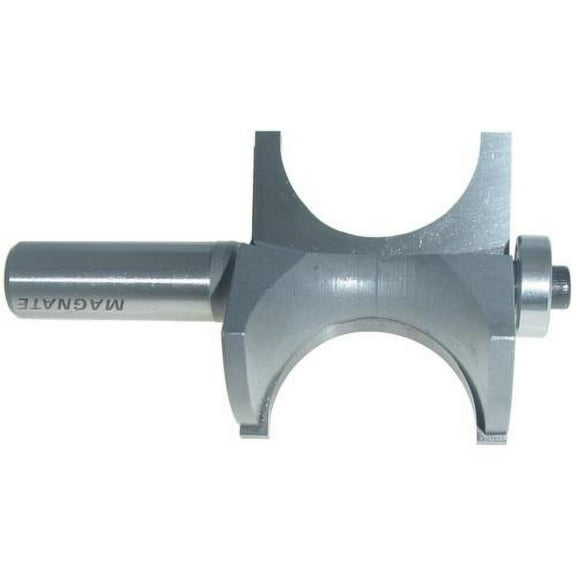 Magnate 5828 Bull Nose (Half Round) Router Bit with Bearing — 1-1/4" Bead Diameter; 1/2" Shank Diameter; 5/8" Radius; 1-1/2" Shank Length; 1-15/16" Overall Diameter