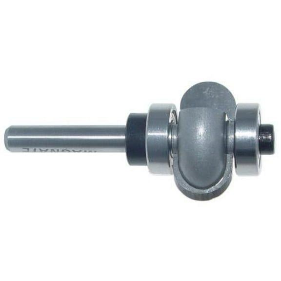 Magnate 6003 Flute Cutting Router Bit with Top and Bottom Bearings - 1/4" Radius, 1/4" Cutting Depth, 1/4" Shank Diameter, 1-3/4" Shank Length, 1/2" Cutting Length