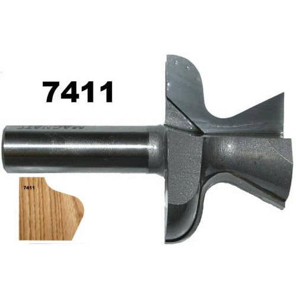 Magnate 7411 Door Lip (Finger Pull) Router Bit 2" Overall Diameter; 1-1/4" Cutting Length; 1/2" Shank Diameter; 3/4" Small Diameter; 1/4" Radius