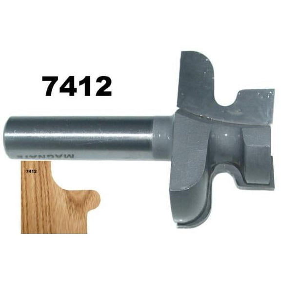 Magnate 7412 Door Lip (Finger Pull) Router Bit 2" Overall Diameter; 1" Cutting Length; 1/2" Shank Diameter; 23/32" Small Diameter; 1/8" Radius
