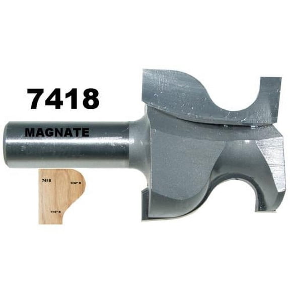 Magnate 7418 Door Lip ( Finger Pull ) Router Bit - 1-5/8" Overall Diameter, 1-3/16" Cutting Length, 3/4" Small Diameter, 9/32" & 7/16" Radius
