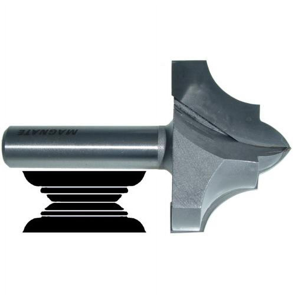 Magnate 7532 Deep Classic Point Carbide Tipped Router Bit — 1/2" Radius; 2" Cutting Diameter; 1/2" Shank Diameter; 1-3/8" Cutting Height; 2" Shank Length