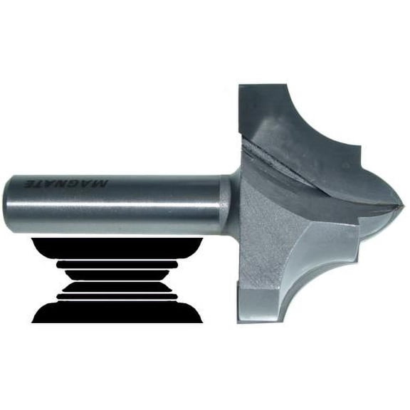 Magnate 7532 Deep Classic Point Carbide Tipped Router Bit 1/2" Radius; 2" Cutting Diameter; 1/2" Shank Diameter; 1-3/8" Cutting Height; 2" Shank Length