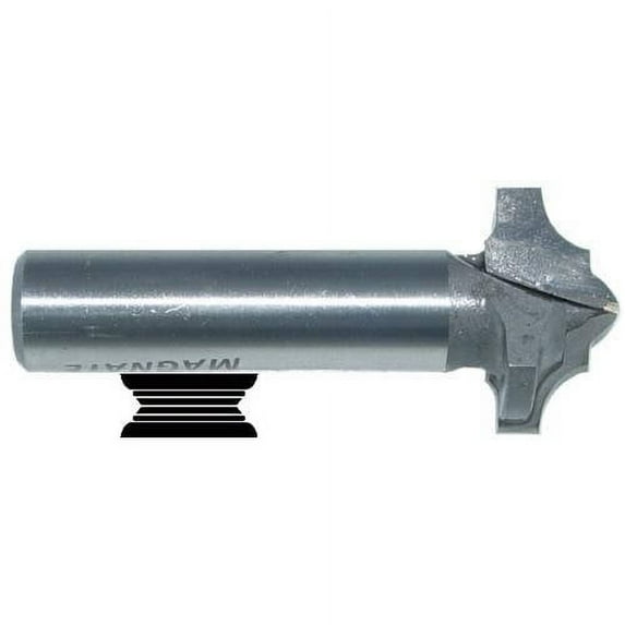 Magnate 7561 Shallow Classic Point Carbide Tipped Router Bit — 1/4" Radius; 1" Cutting Diameter; 1/2" Shank Diameter; 1/2" Cutting Height; 2" Shank Length