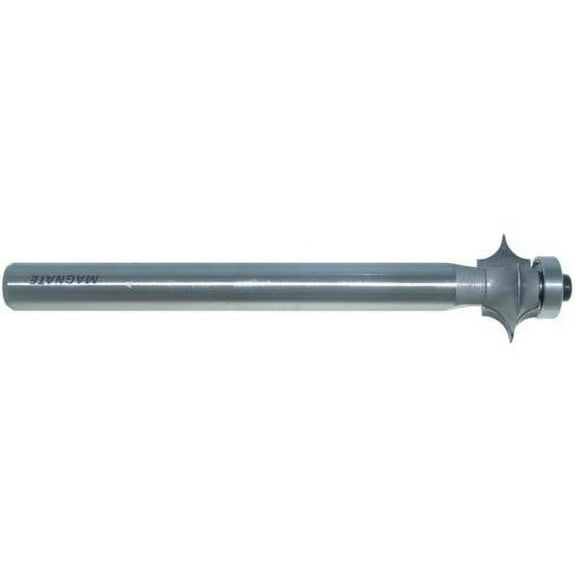 Magnate 7672 Reeding Extended Shank with Bearing Router Bit - 1/2" Bead Height, 1/2" Shank Diameter, 1/4" Radius, BR-05 Bearing