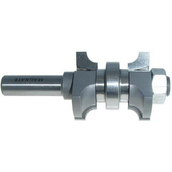 Magnate 7702 Double Round Over Router Bit - 7/8" Material Thickness, 1/4" Radius, 1-1/4" Cutting Length, 1-5/8" Overall Diameter, BR-07 Bearing