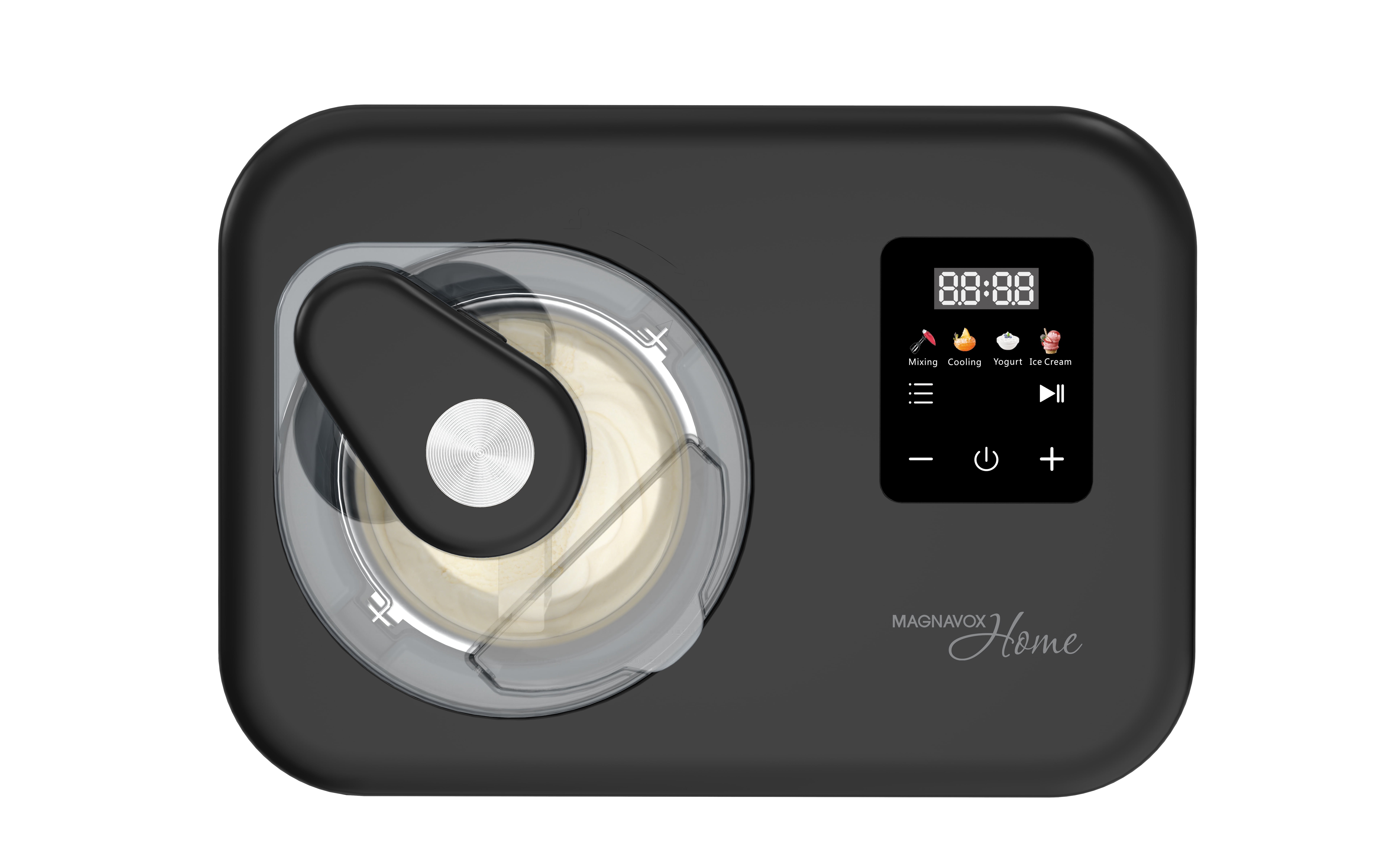 Magnavox 1.3 qt. Electric Ice Cream Maker with Built-in Compressor and Touchscreen Controls, Black