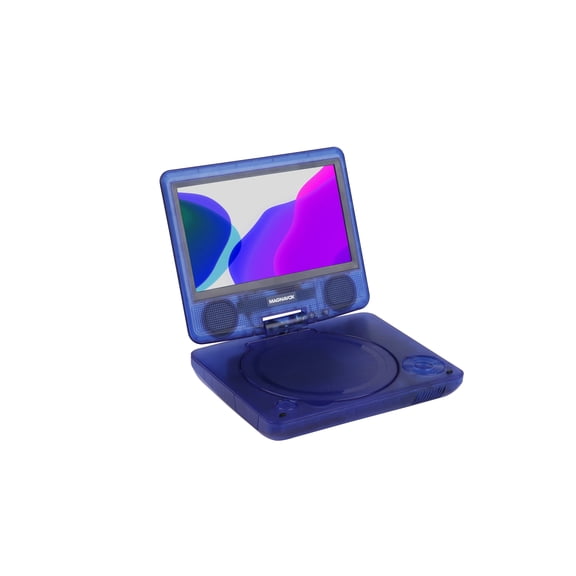 Magnavox 7 Inch Portable DVD Player with Swivel Screen, Translucent DVD Player with USB SD Playback, Rechargeable Battery, AV Out, Remote, Car Charger, 100–240V / DC 5V
