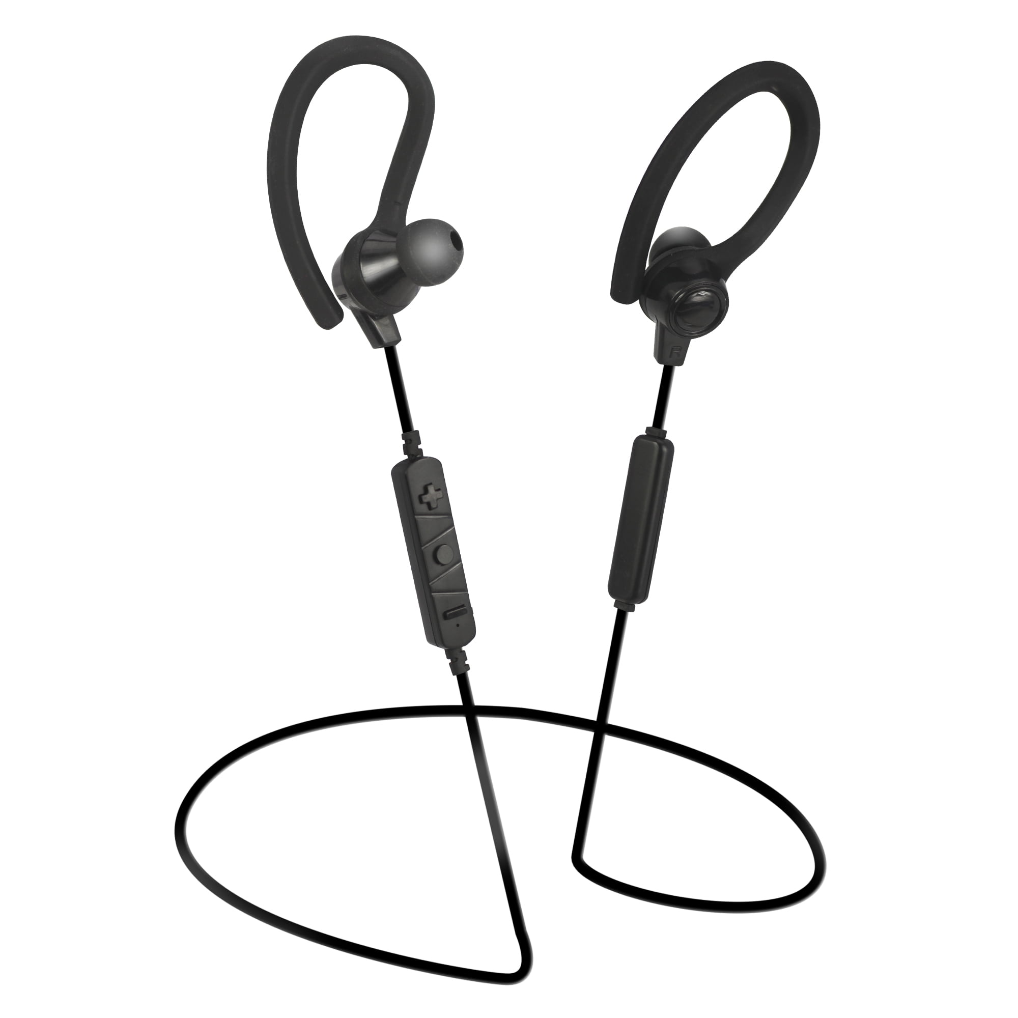 Magnavox Black Sweatproof Ear Hook Headphones with Bluetooth Woreless