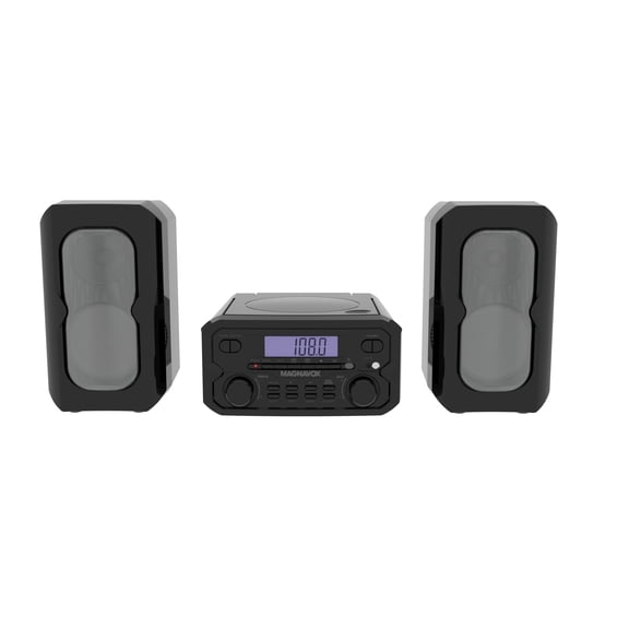 Magnavox Bluetooth 3-in-1 CD Shelf System with FM Stereo, Compact CD Player with Bluetooth Streaming, AUX Input, LCD Display, Top-Loading CD Player, Black