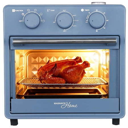 Magnavox 16.9 Qt./16L Air Fryer Oven with Steam Infusion, Countertop Convection Toaster Oven with Viewing Window, Blue