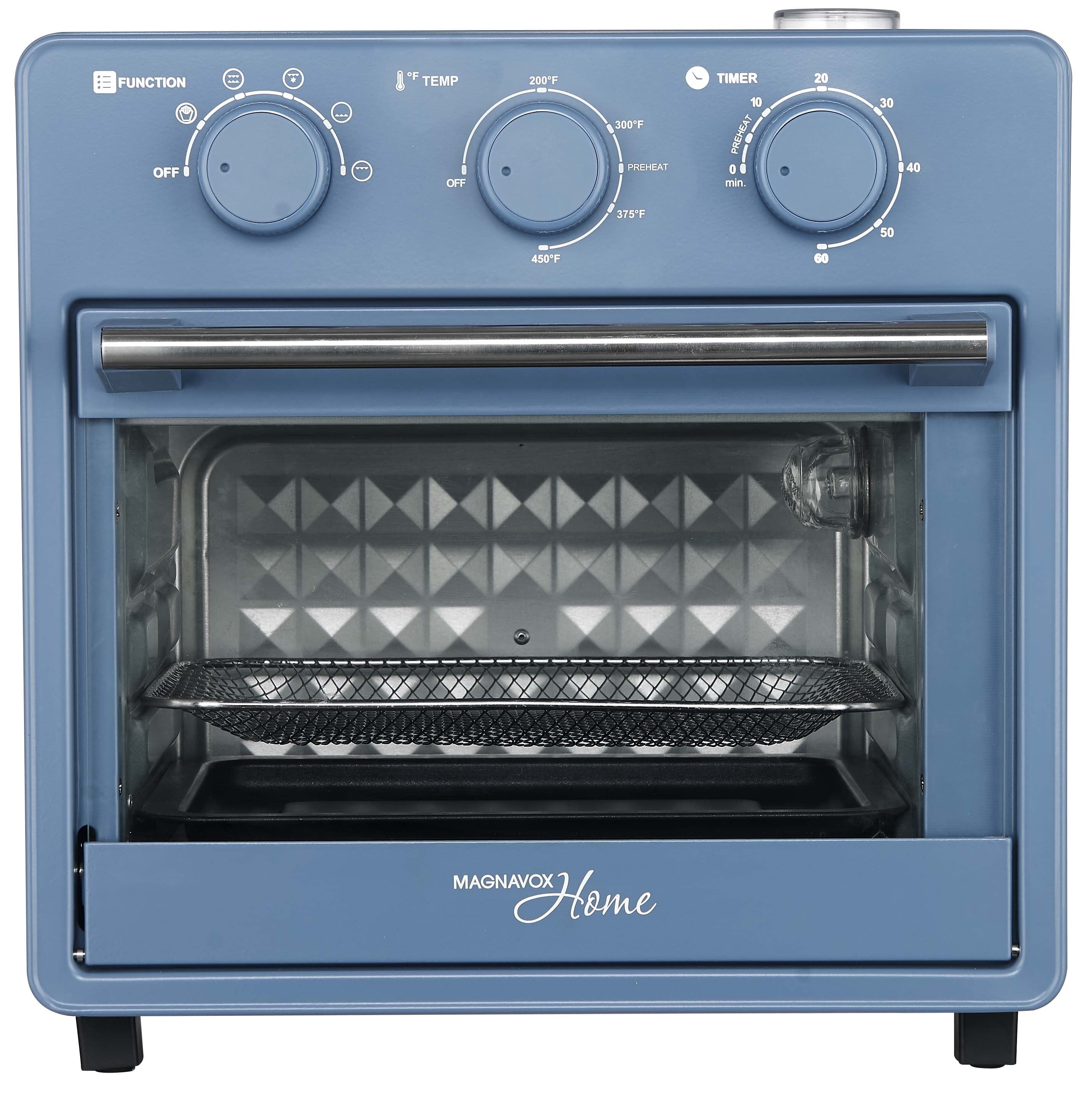 Magnavox 16.9 Qt./16L Air Fryer Oven with Steam Infusion, Countertop Convection Toaster Oven with Viewing Window, Blue