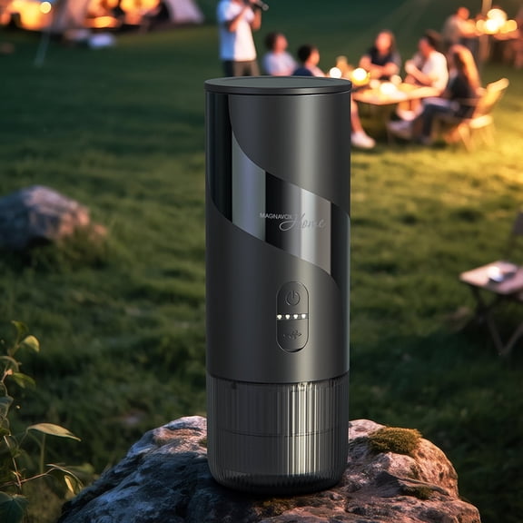 Magnavox 2-in-1 Portable Espresso and Ground Coffee Maker, Automotive, USB Rechargeable, Black