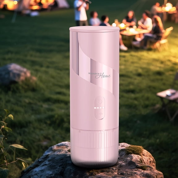 Magnavox Home, 2-in-1 Portable Espresso and Ground Coffee Maker, USB Rechargeable, Pink