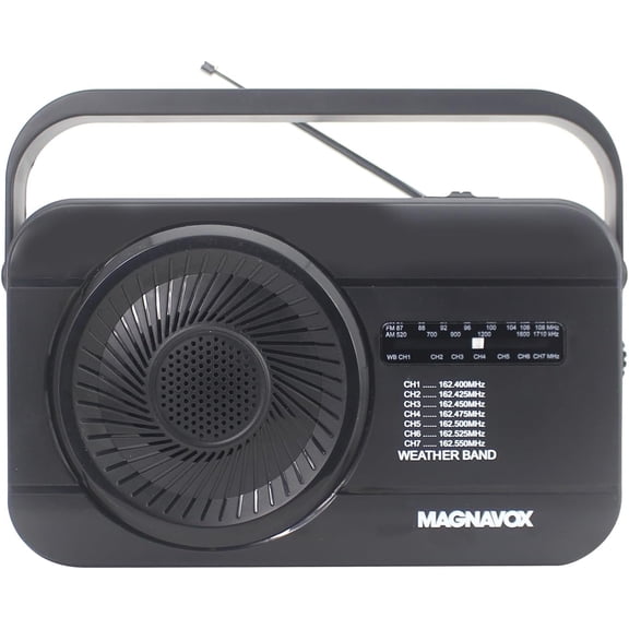 Magnavox MR4181W Weather Radio 7 with Dedicated Channels and AM/FM Radio, Battery Powered for Emergencies by 3X C Cell Batteries or AC Power Household (not Included)