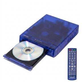 Magnavox Translucent DVD Player with HDMI Cable, Multi-Format DVD CD MP3 Player, HDMI Output, Remote Control, PAL/NTSC Compatible, 2 Channel Audio, Universal Power 100–240V, Blue