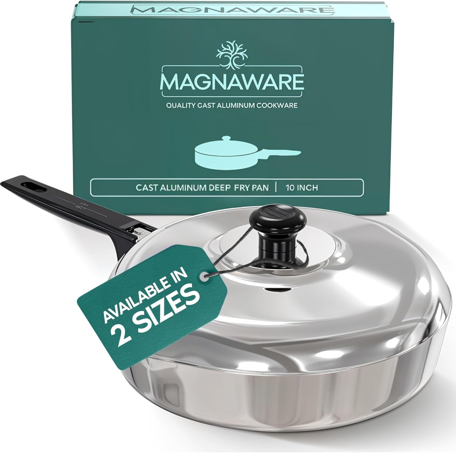 Magnaware 10-Inch Silver Cast Aluminum Sauté Pan with Lid